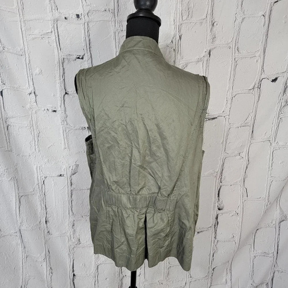 Chico's Cascade Valerie Crinkled Casual Open Front Vest Olive Green Size 3 - Picture 3 of 5